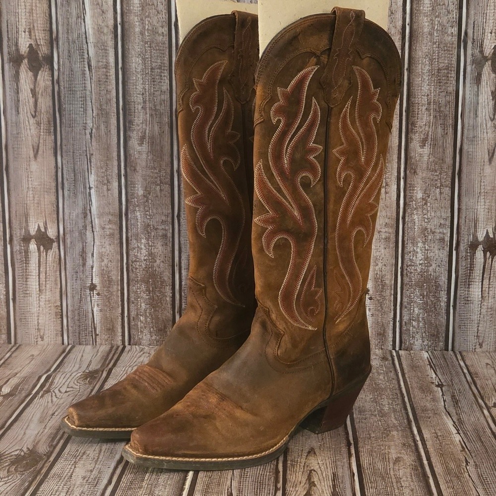 Sz 7.5 B Womens Ariat Showstopper Brown Leather Tall Western Cowboy Boots
